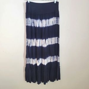 INC International Concepts Skirt Womens Medium M Maxi Tie Dye Rhinestones Navy